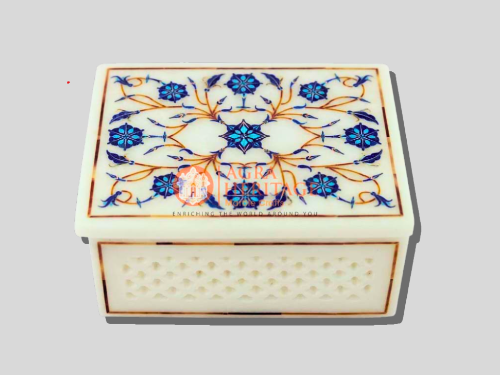 Jewelry Keepsake Custom Box Lapis Floral Art